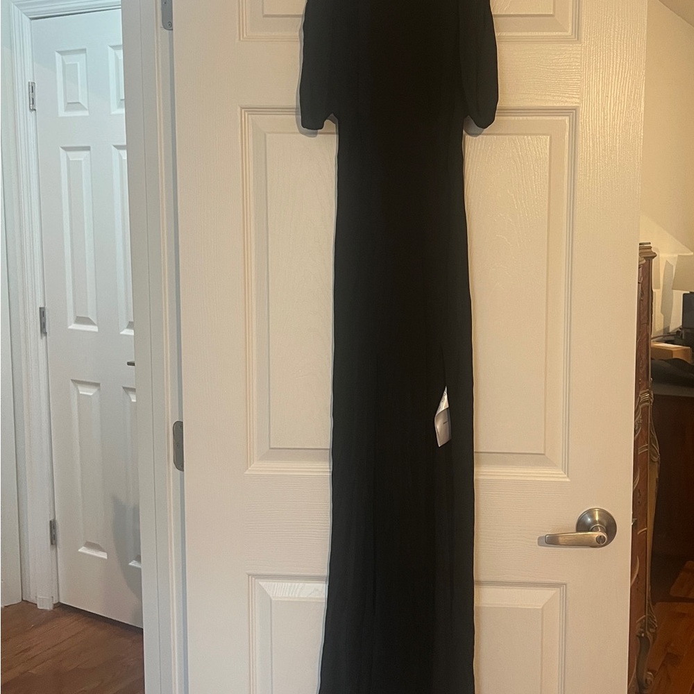 The Attico Black Maxi Dress with Pearl Detail